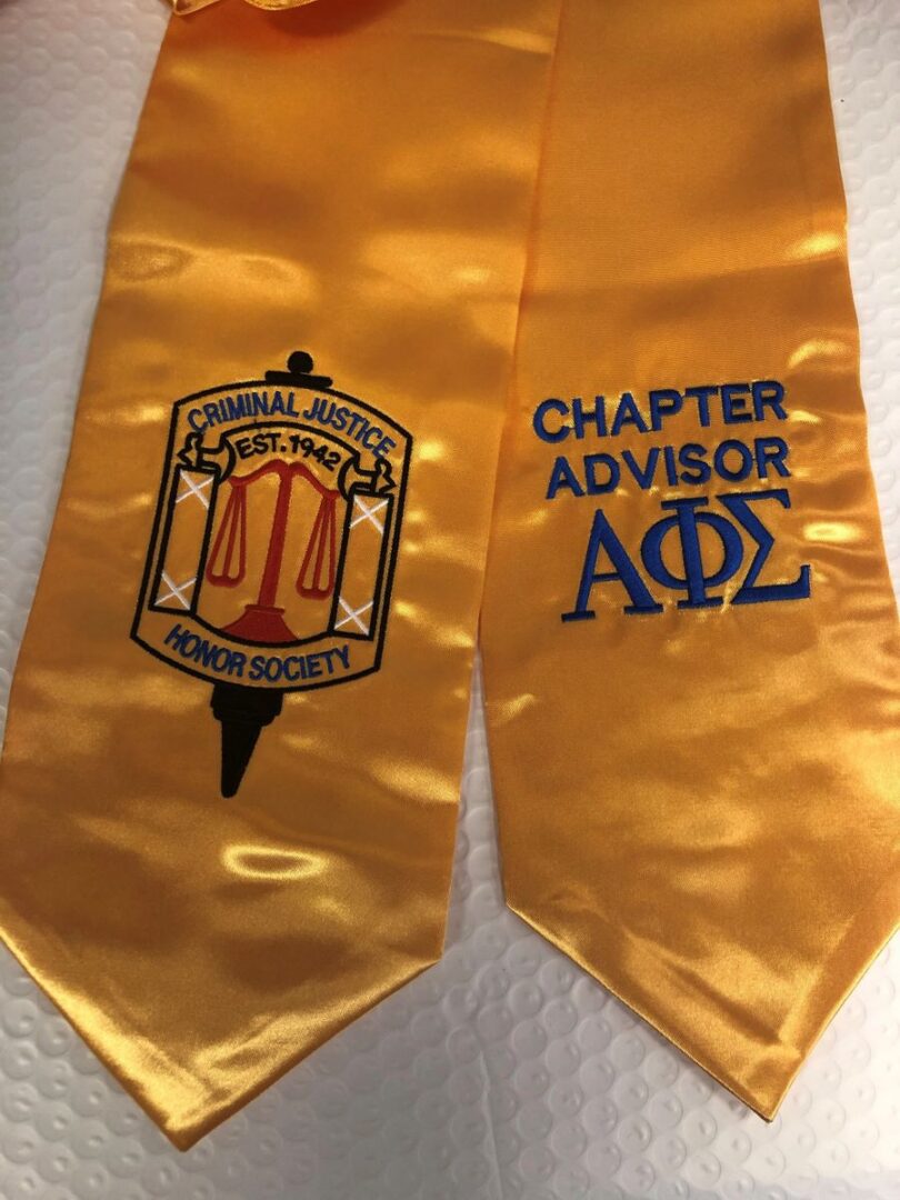 Criminal Justice Honor Society graduation stole