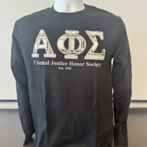 Applique Greek Letters Long Sleeve T-Shirt - Black