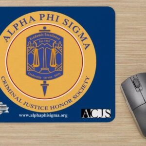 Alpha Phi Sigma mousepad with computer mouse.