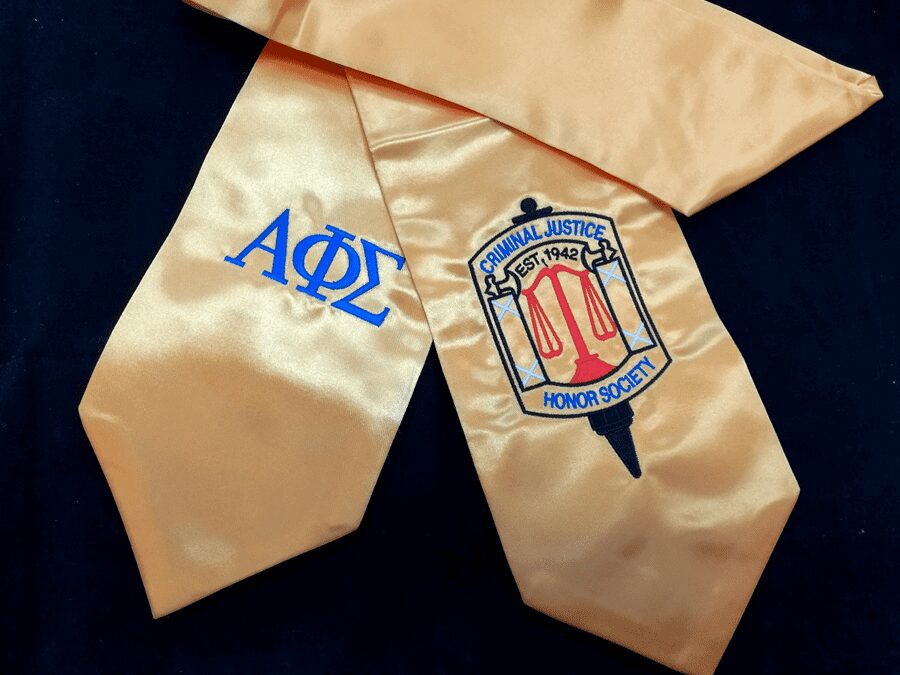 Gold Alpha Phi Sigma criminal justice stole