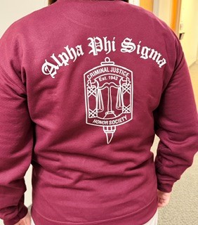 Maroon Alpha Phi Sigma Criminal Justice sweatshirt