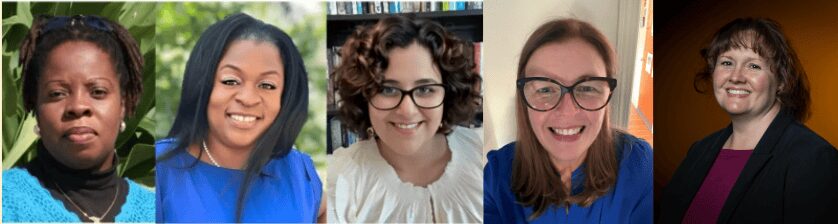 Five professional women's headshots in a row