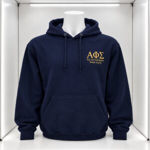 Navy hoodie with gold AΦΣ logo
